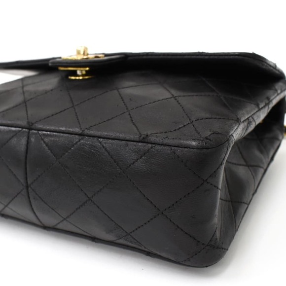 Chanel Chain Shoulder Bag Mini Matelasse Coco Mark Leather Black - Picture 6 of 8